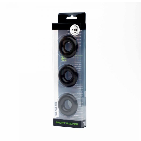 Chubby Rubber Cockring 3-Pack - Black