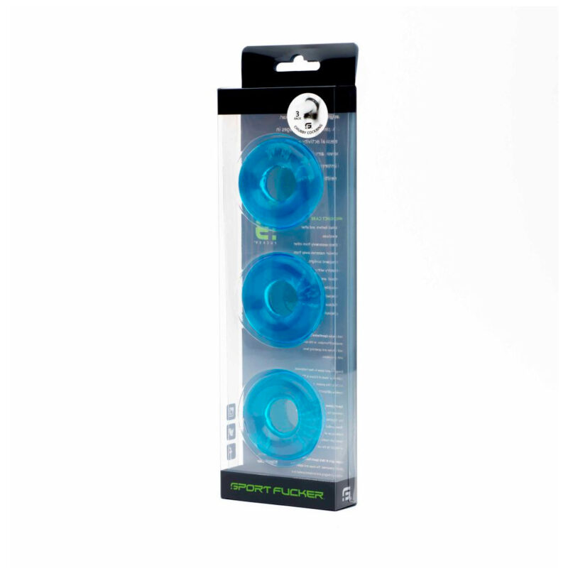 Chubby Rubber Cockring 3-Pack - Ice Blue