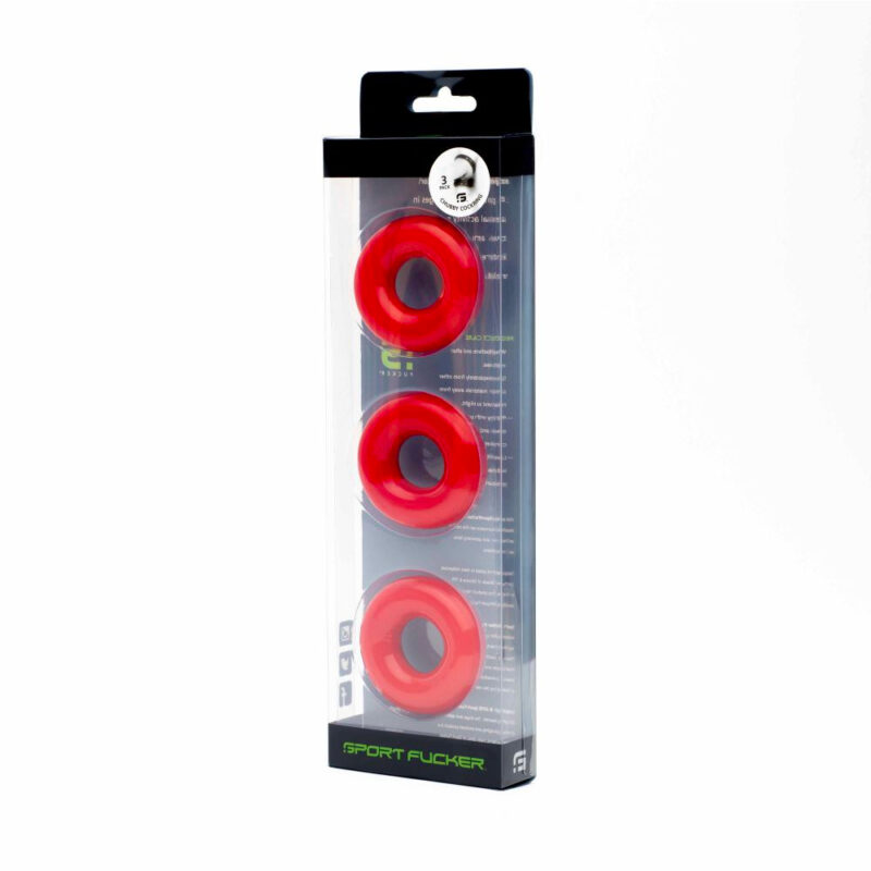 Chubby Rubber Cockring 3-Pack - Red