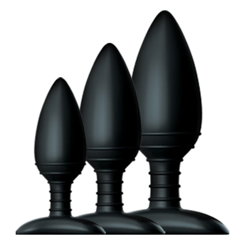 Nexus Butt Plug Trio 3 - Solid Silicone - S + M + L - Black