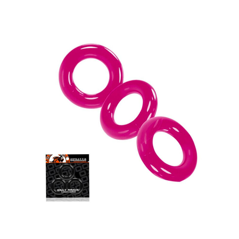 [TPR] Willy Cock Ring 3-Pack - Hot Pink