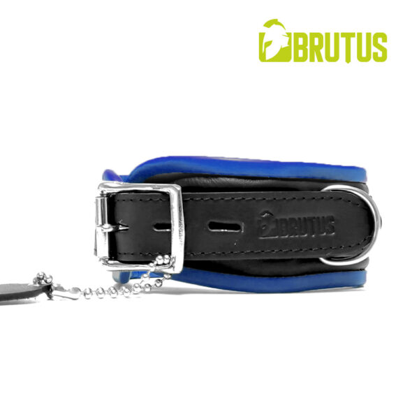 BRUTUS BDSM Bondage Leather Slave Collar Blue