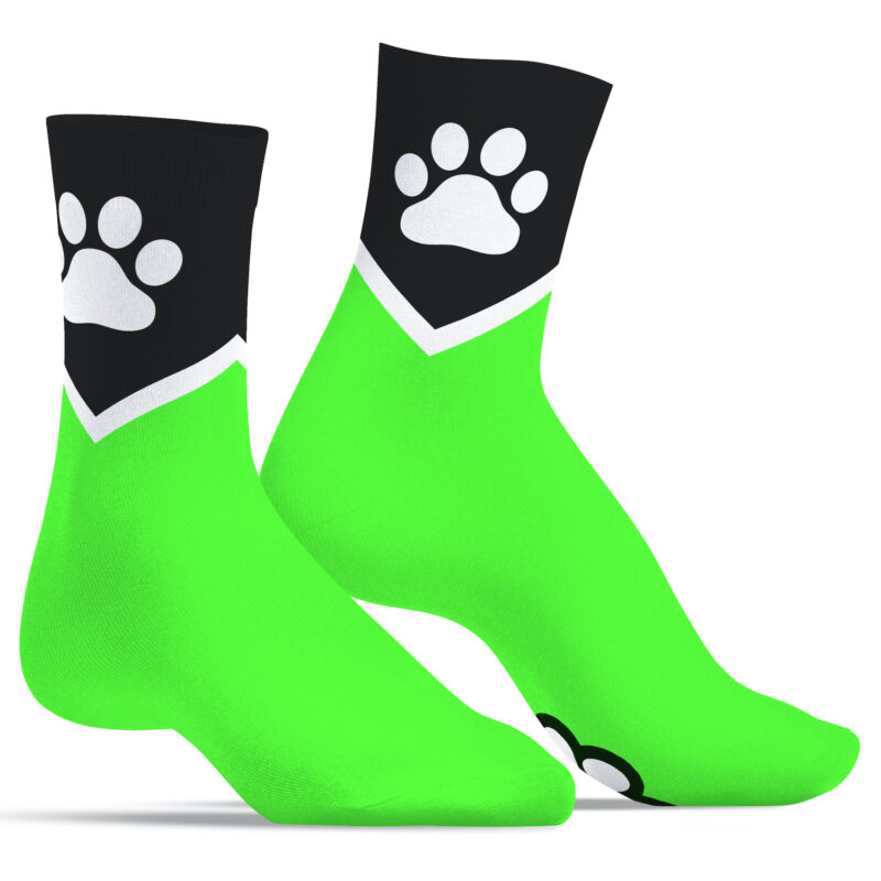 pup paw neon green sneaker socks