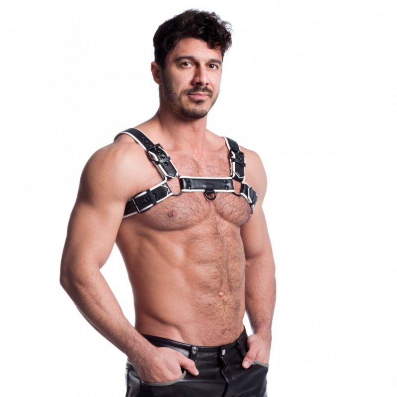 665 Vegan Bulldog Harness Black White 04