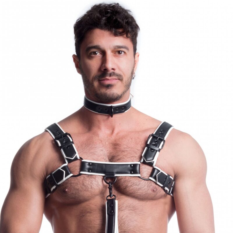 665 Vegan Bulldog Harness Black White 06