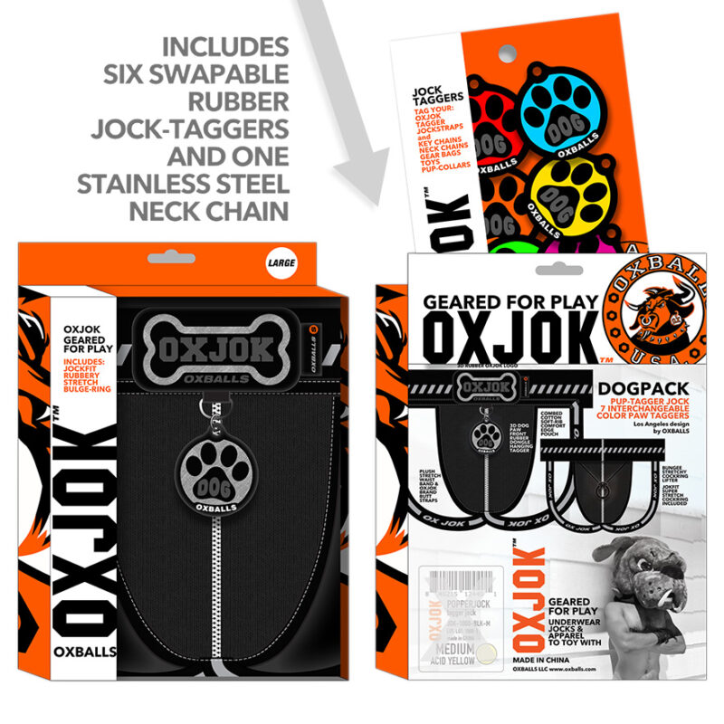 OXJOK DOGPACK 6 Tag Dog Jock Black Silver P