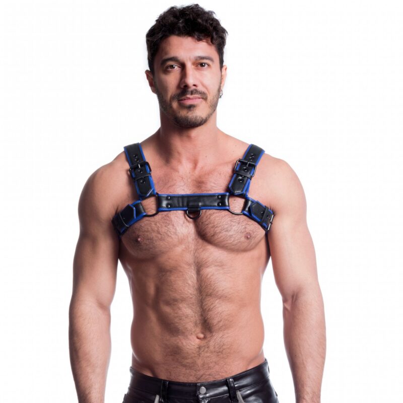 665 Vegan Bulldog Harness Black Blue 02