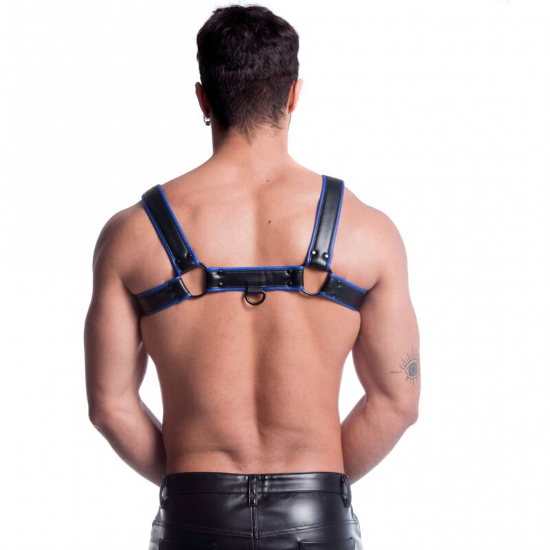 665 Vegan Bulldog Harness Black / Blue - Afbeelding 2