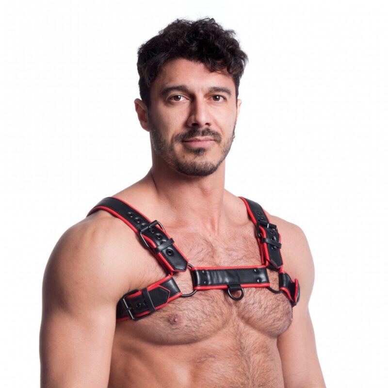 665 Vegan Bulldog Harness Black Red 01