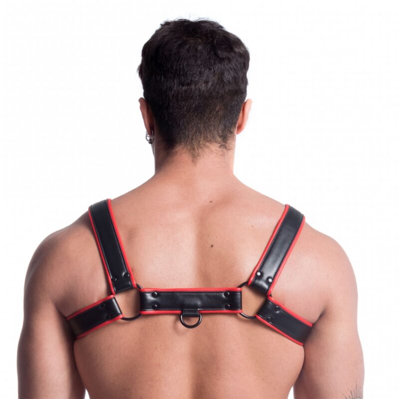 665 Vegan Bulldog Harness Black Red 03