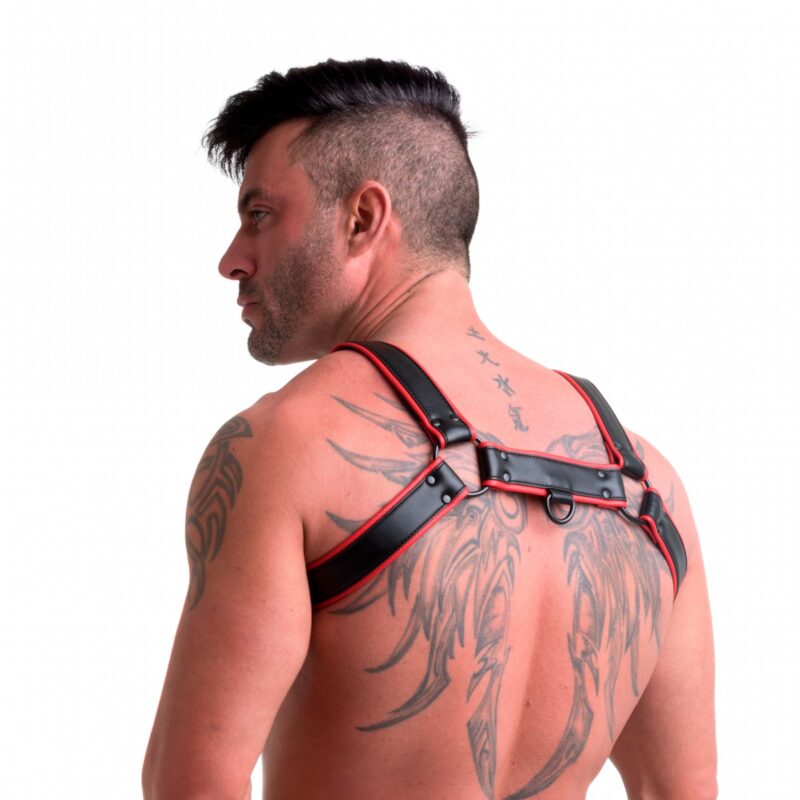 665 Vegan Bulldog Harness Black Red 06