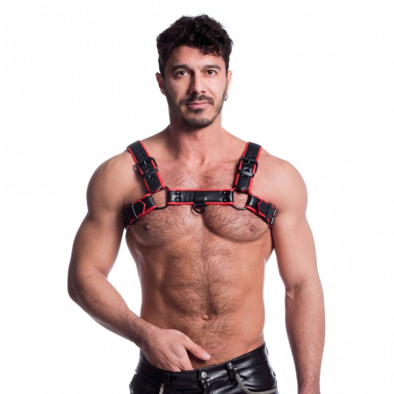 665 Vegan Bulldog Harness Black Red 07