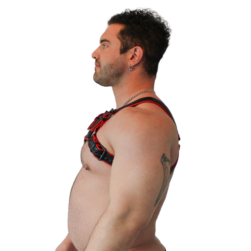 BRUTUS Vegan Bulldog Harness Black-Red - Afbeelding 2