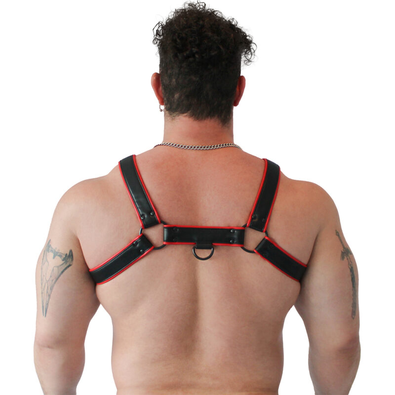 BRUTUS Vegan Bulldog Harness Black-Red - Afbeelding 3