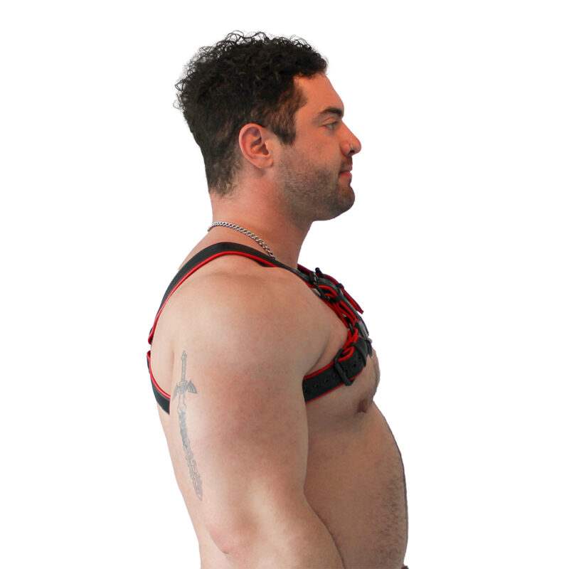 BRUTUS Vegan Bulldog Harness Black-Red - Afbeelding 4