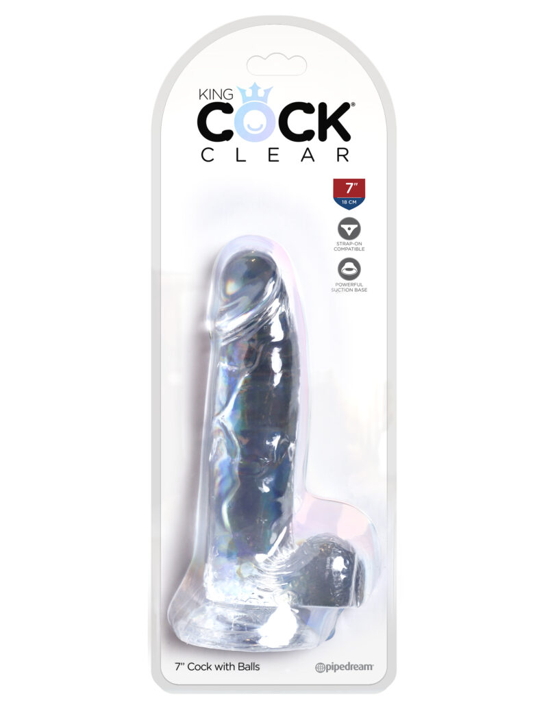 King Cock 7 Inch Cock with Balls (18 cm) - Clear - Afbeelding 5
