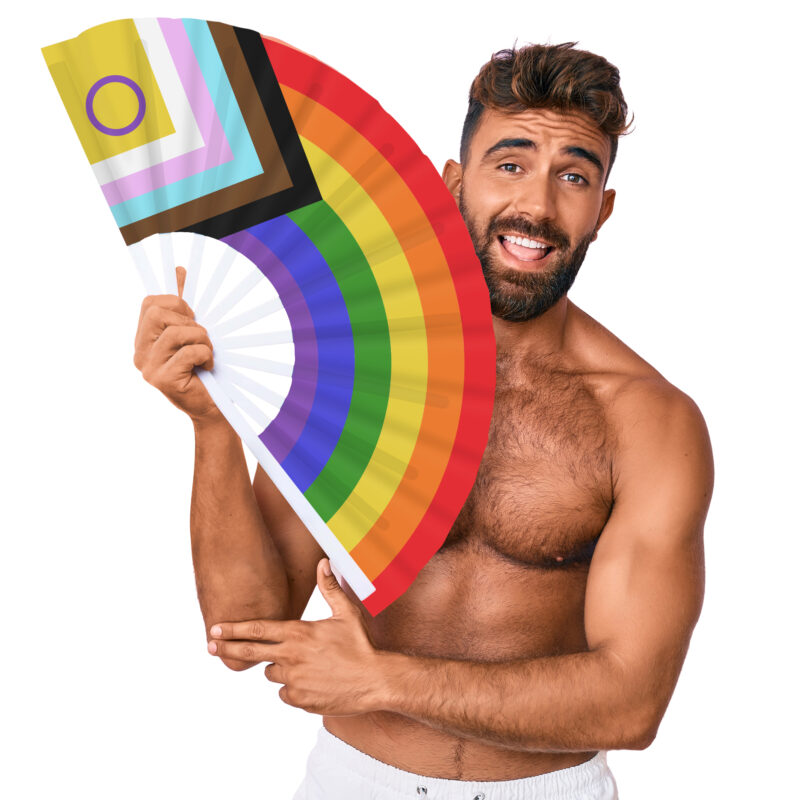 M PROUD LGBTQIA PRIDE Rainbow Fan