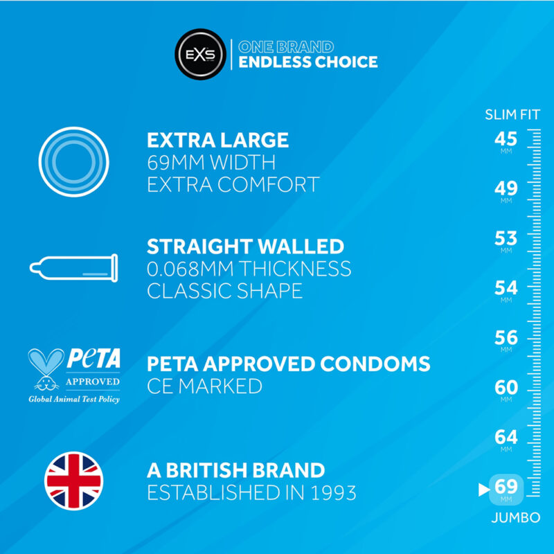 EXS Jumbo XL Condoms 12 x 69 mm - Afbeelding 3