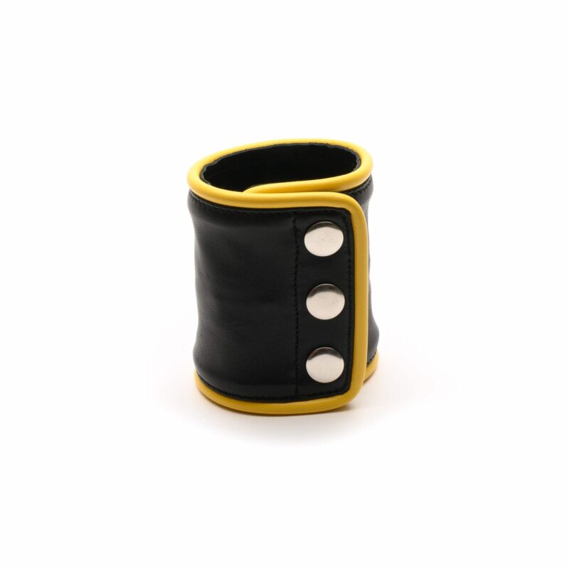 black yellow leather wristwallet