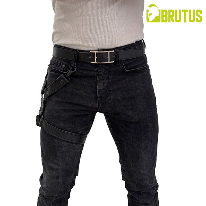 BRUTUS Leather Leg Harness Black-Black - Afbeelding 2
