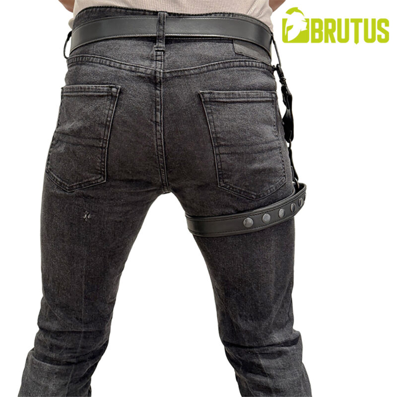 BRUTUS Leather Leg Harness Black-Black - Afbeelding 3