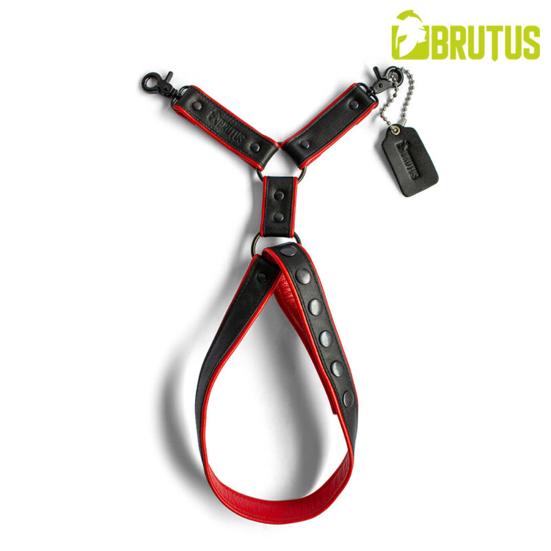BRUTUS Leather Leg Harness Black-Red - Afbeelding 8