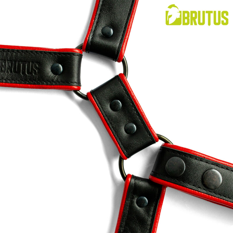 BRUTUS Leather Leg Harness Black-Red - Afbeelding 5
