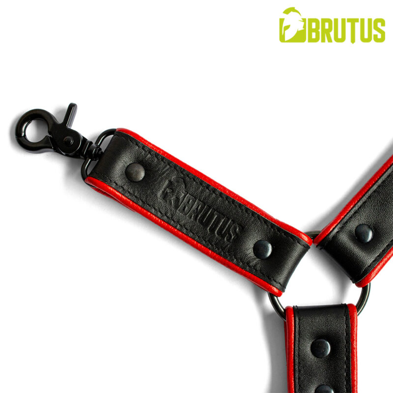 BRUTUS Leather Leg Harness Black-Red - Afbeelding 7