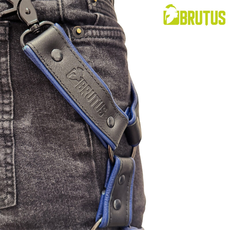 BRUTUS Leather Leg Harness Black-Blue - Afbeelding 4