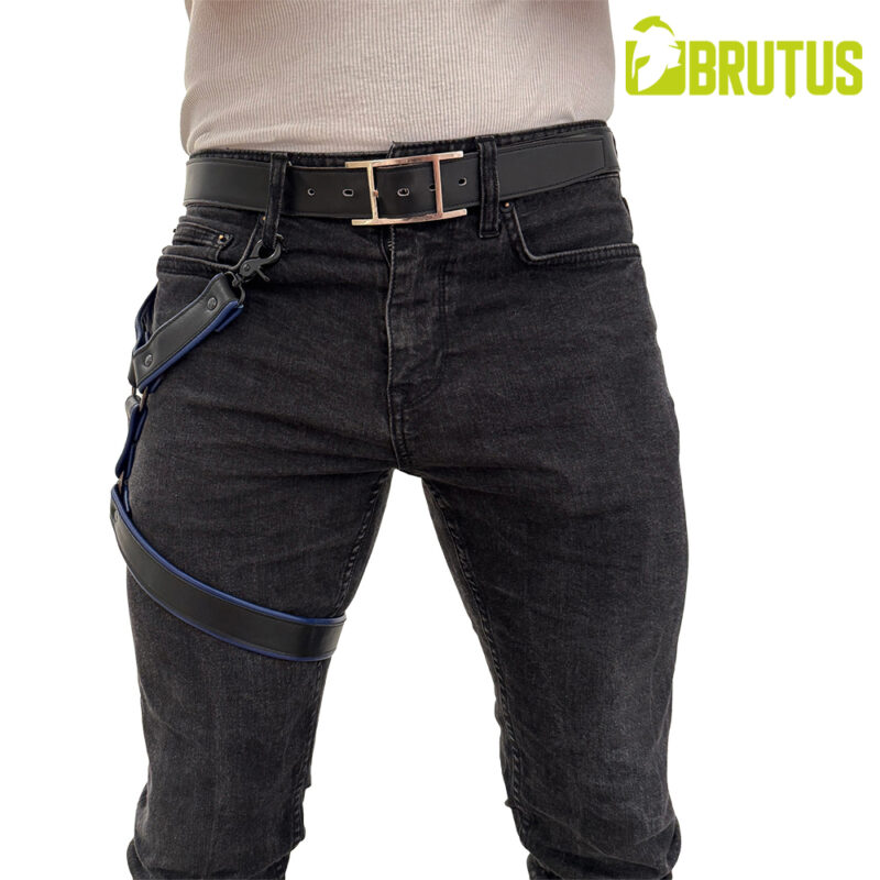 BRUTUS Leather Leg Harness Black-Blue - Afbeelding 2
