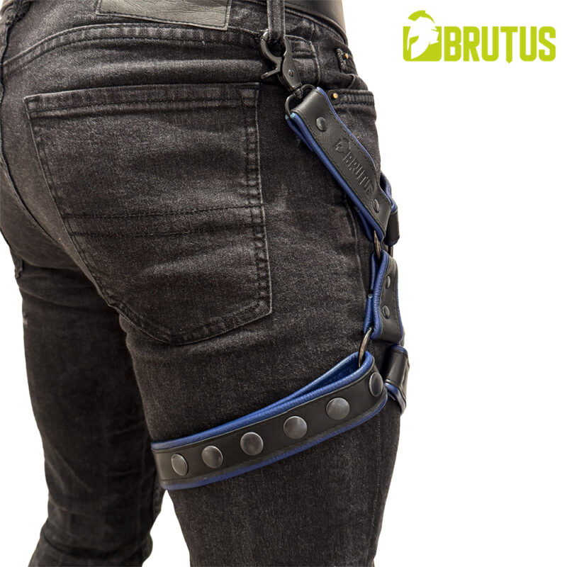 BRUTUS Leather Leg Harness Black-Blue - Afbeelding 3