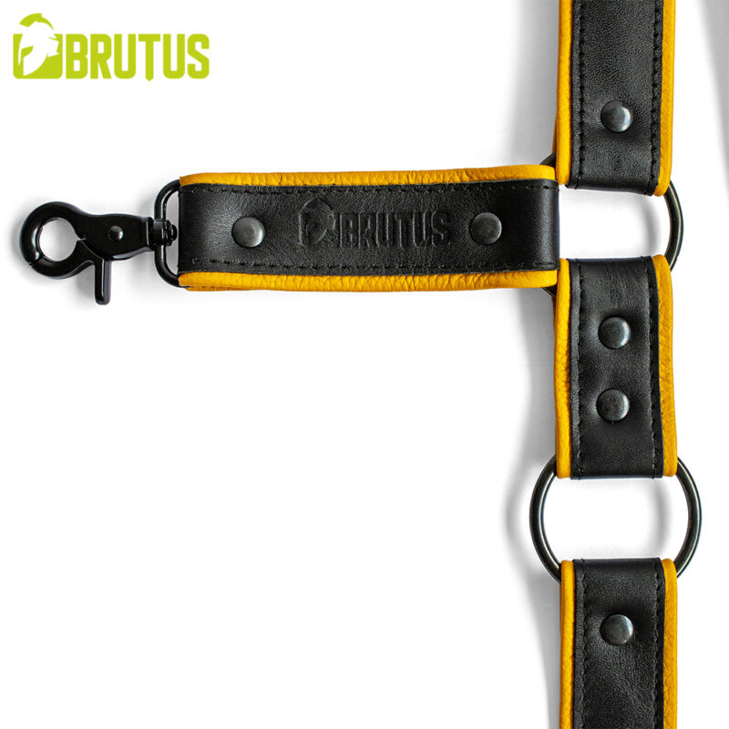 BRUTUS Leather Leg Harness Black-Yellow - Afbeelding 7
