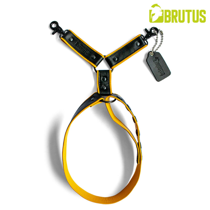 BRUTUS Leather Leg Harness Black-Yellow - Afbeelding 10