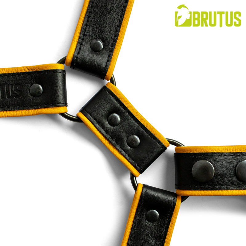 BRUTUS Leather Leg Harness Black-Yellow - Afbeelding 8