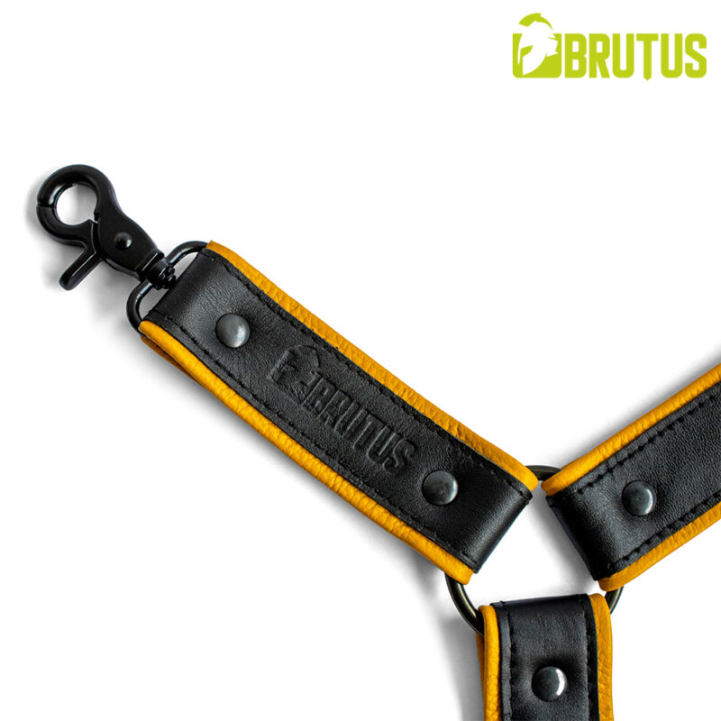 BRUTUS Leather Leg Harness Black-Yellow - Afbeelding 9
