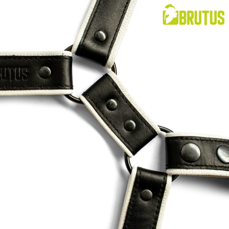 BRUTUS Leather Leg Harness Black-White - Afbeelding 6