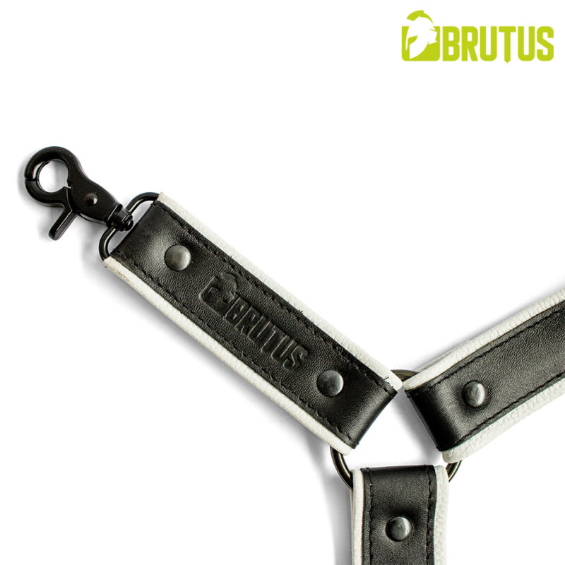 BRUTUS Leather Leg Harness Black-White - Afbeelding 5