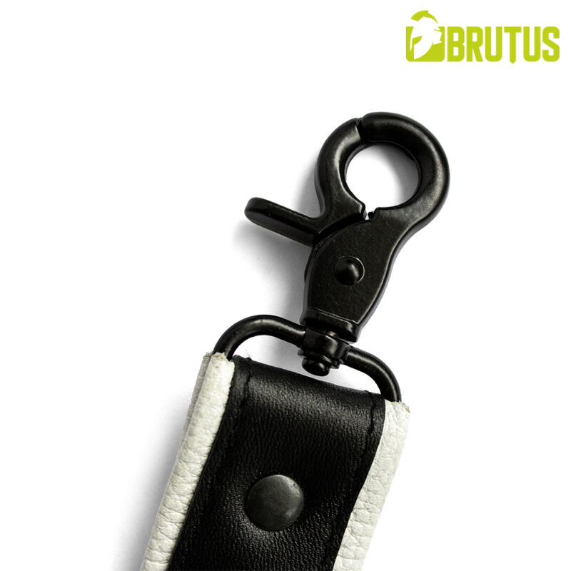 BRUTUS Leather Leg Harness Black-White - Afbeelding 4