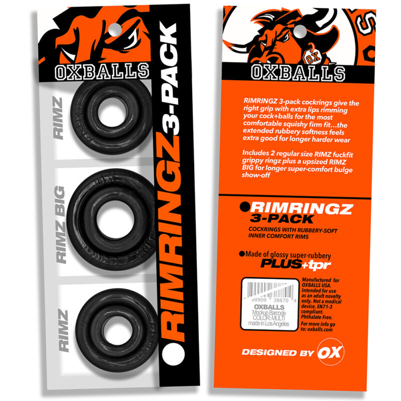 Oxballs RIMRINGZ Multi Size 3-Pack Cockrings Black - Afbeelding 5