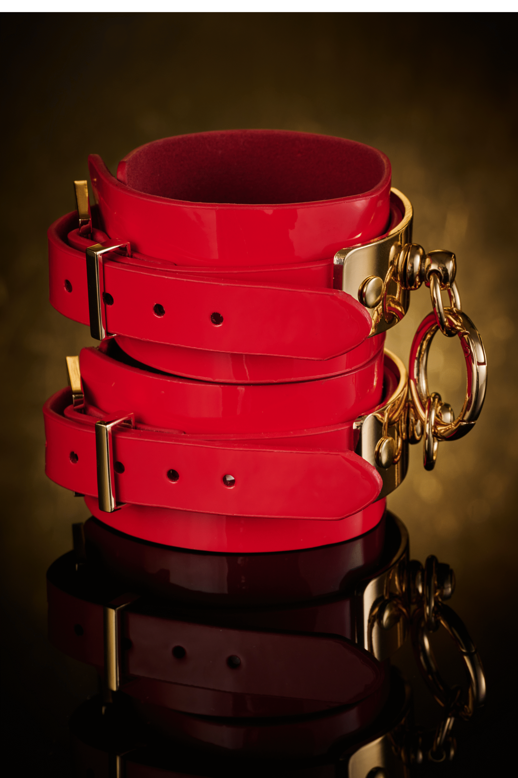 Kinky Diva VEGAS High Gloss Wrist Cuffs Red - Afbeelding 7