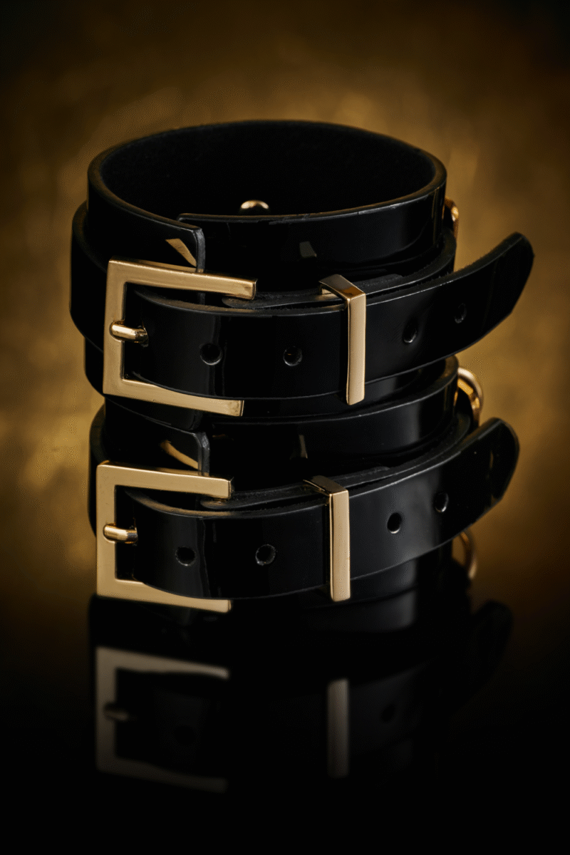 Kinky Diva VEGAS High Gloss Wrist Cuffs Black - Afbeelding 3