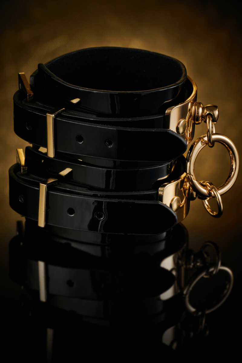 Kinky Diva VEGAS High Gloss Wrist Cuffs Black - Afbeelding 2