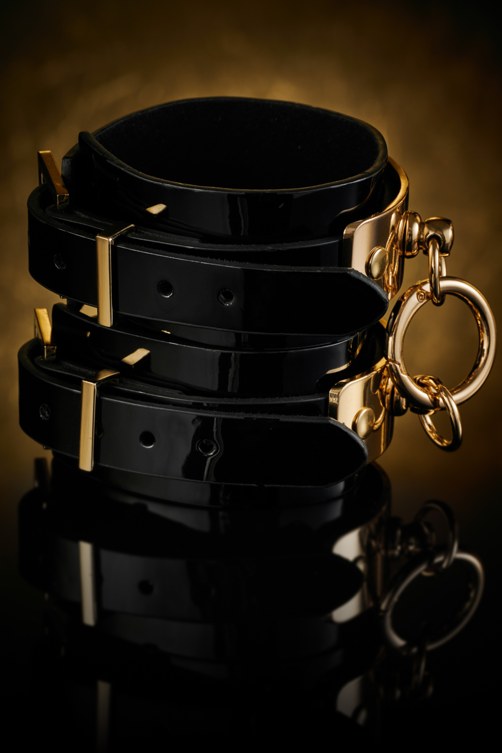 Kinky Diva VEGAS High Gloss Wrist Cuffs Black - Afbeelding 2