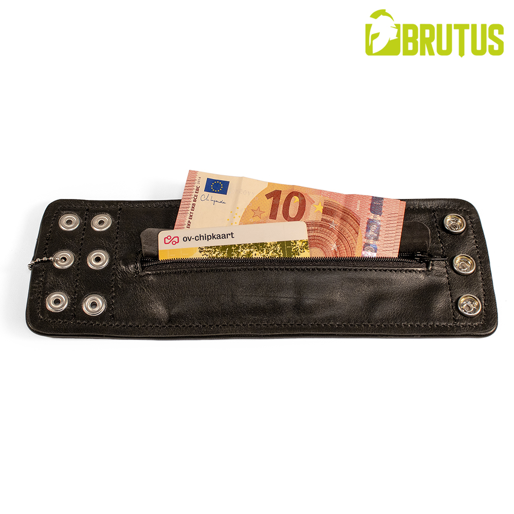 BRUTUS Leather Wristwallet Zip Black/Black - Afbeelding 3